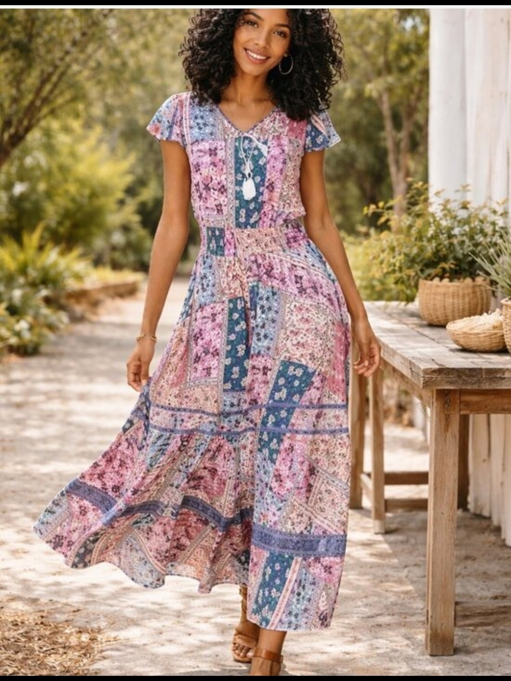 Matilda Jane Pink and Blue Patchwork Maxi Dress